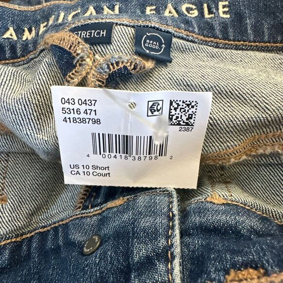 NEW American Eagle Jeans Womens 10 Super High Rise Baggy Straight Short Stretch - Picture 8 of 13